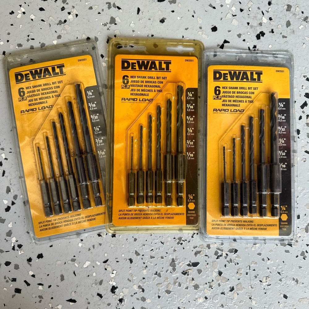 DeWalt 6 piece Shank Drill Bit set x3
